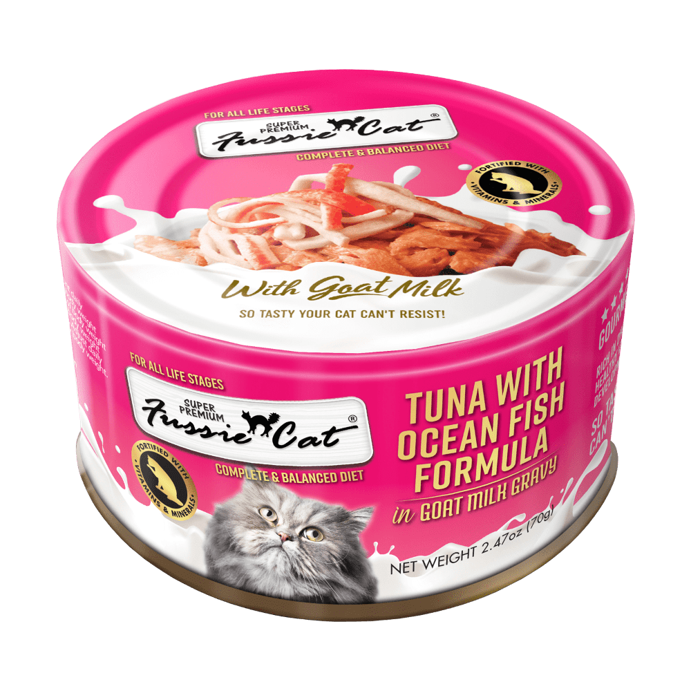 Fussie Cat高竇貓極品吞拿魚 + 海魚山羊奶湯汁主食罐